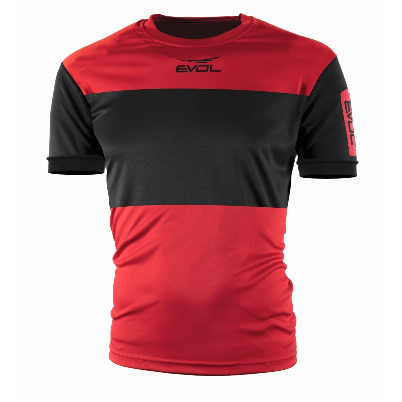 Maglietta calcio calcetto evol band colore rosso nero bianco